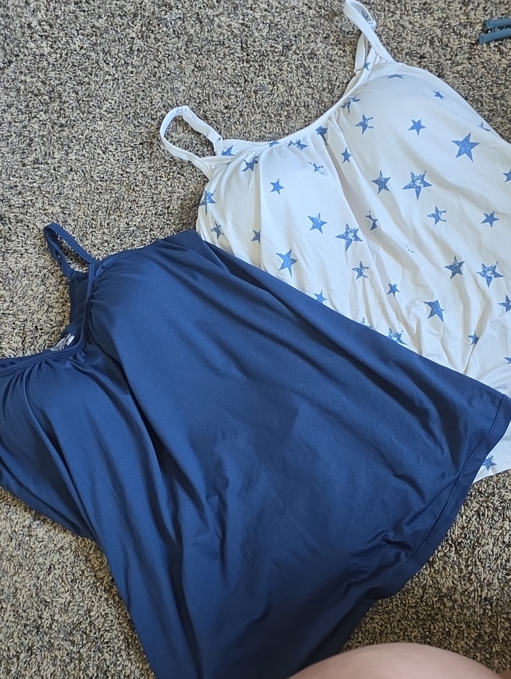 Women's Navy & White Star Print Camisole Set - Lightweight Spaghetti Strap Tops